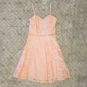 Pink laced mini dress